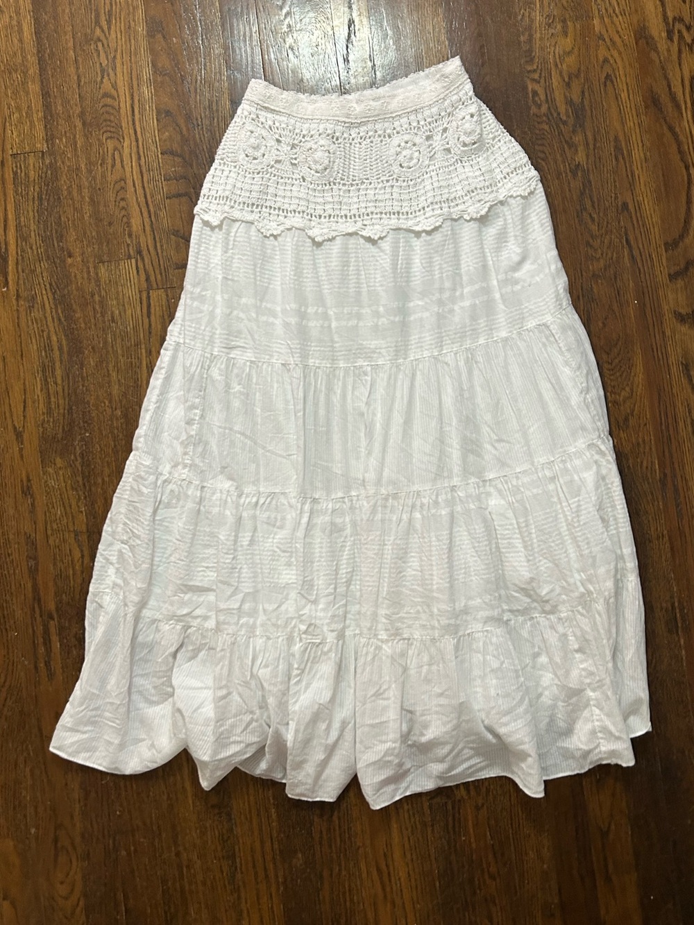 Free People White Sea of Love Crochet Maxi Skirt S
